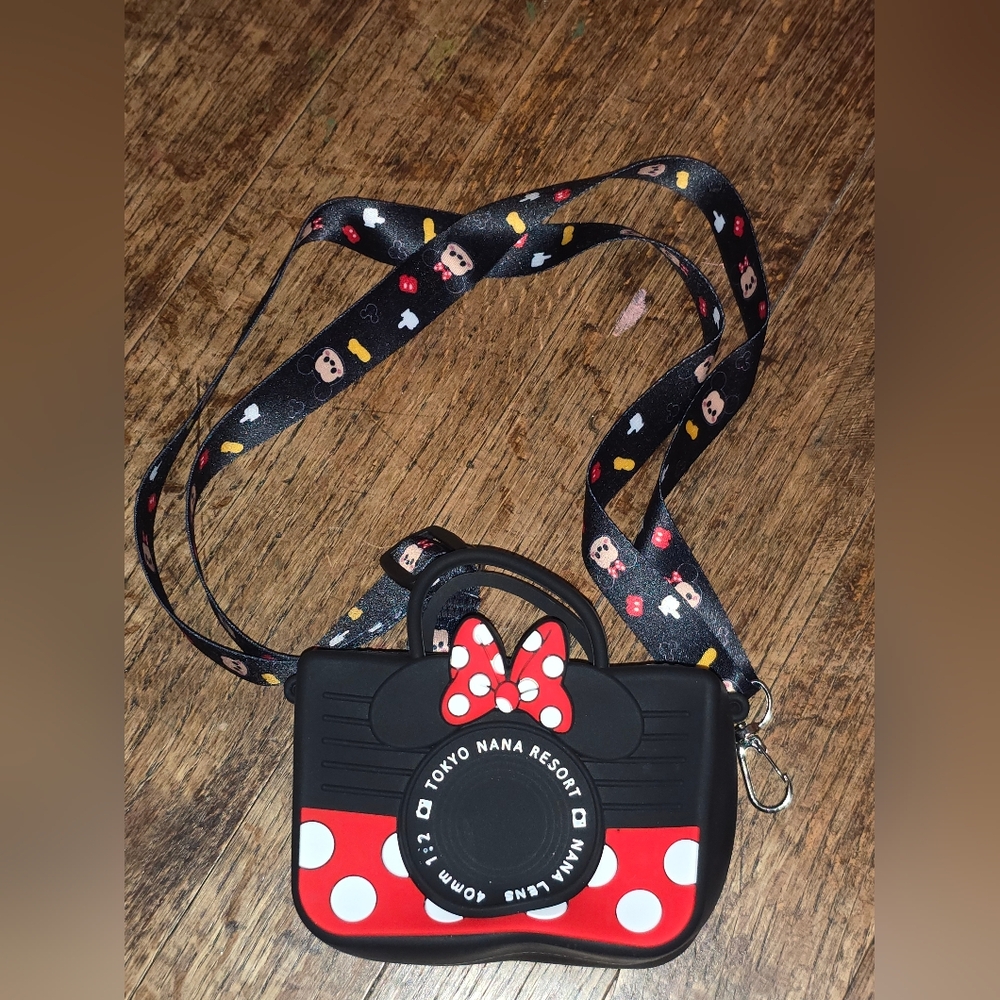 Minnie Mouse Camera Crossbody Bag - Black & Red Polka Dot